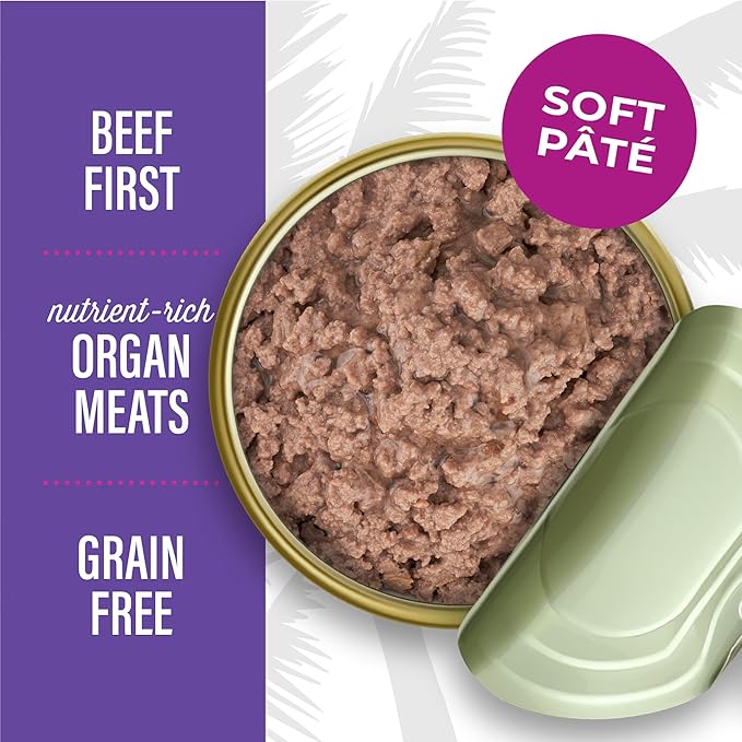 Tiki Cat After Dark Soft Pate, Beef & Beef Liver, High-Protein and 100% Non-GMO Ingredients, Wet Cat Food for Adult Cats, 3 oz. Can (12 Count)