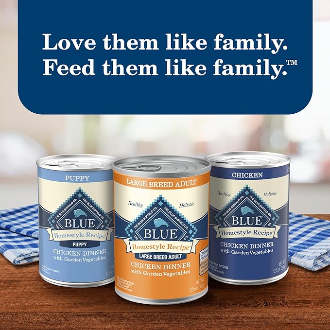 Blue Buffalo Homestyle Recipe Large Breed Adult Wet Dog Food, Made with Natural Ingredients, Chicken Dinner With Garden Vegetables, 12.5-oz. Can (Pack of 12)