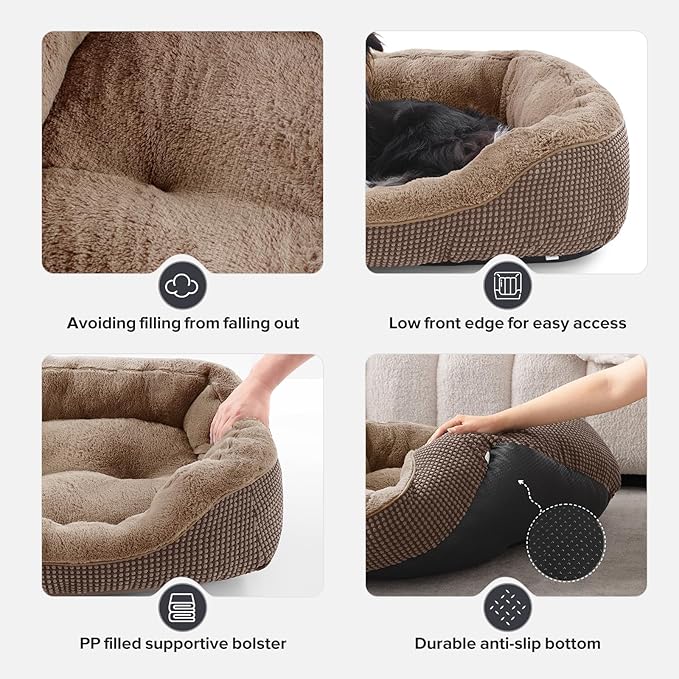 INVENHO Small Dog Bed Orthopedic Warming Soft Calming Sleeping Durable with Anti-Slip Bottom