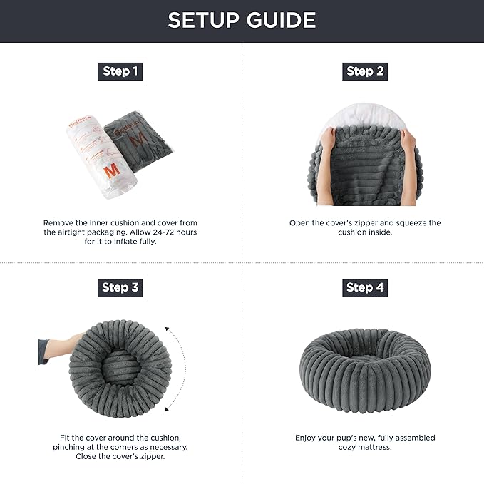 Bedsure Donut Medium Dog Bed - Washable Faux Fur Dog Bed Medium Size Dog with Corduroy Fleece & Anti Slip Bottom, Round Pet Beds with Removable Cover, Blush Pink, 30x30x8 inches