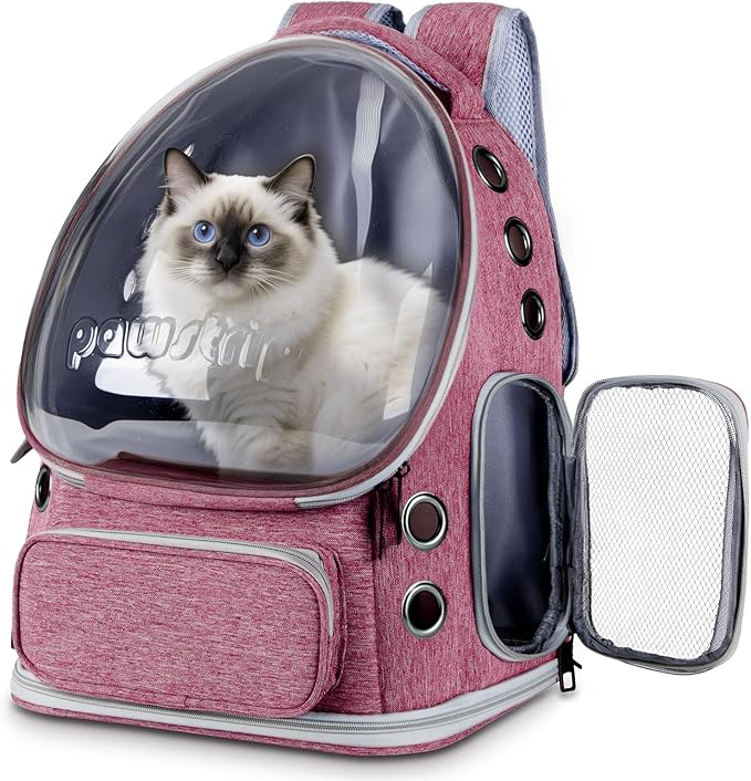Cat Backpack Carrier with Bubble Window, Breathable & Foldable Pet Travel Carrier for Small Dogs and Cats, Airline-Approved for Hiking & Outdoor Use