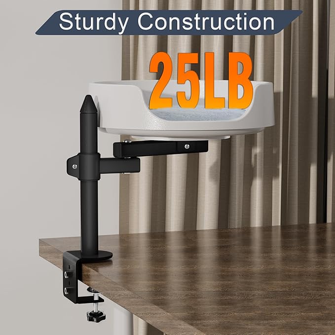 Cat Bed for Desk Elevated Cat House Over Desk Keeps Kitten Cat Close and Workspace Clear Cat Box with Pet Cushions (45° Rotating Rod)