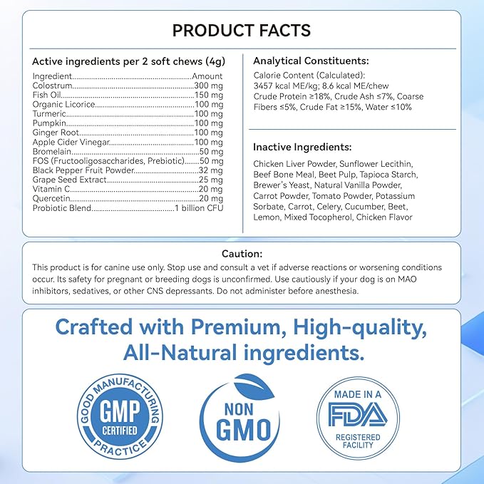 200 PCS Dog Allergy Chews, Dog Allergy Relief Chews with Probiotic Anti-Itch for Dogs - Omega 3 Fish Oil - Itching Skin Relief, Immune & Skin & Coat Support, Hot Spots, Paw Licking and Sensitivities