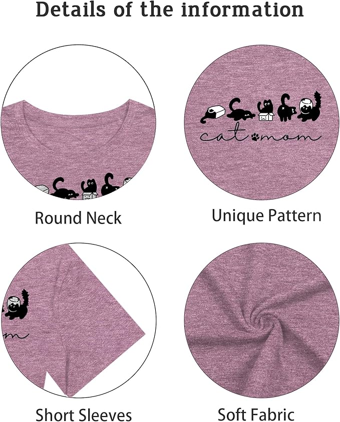 Cat Shirts for Women Cute Cat Mom Oversized Shirt Funny Pet Graphic Tees Y2k Teen Girl Clothes