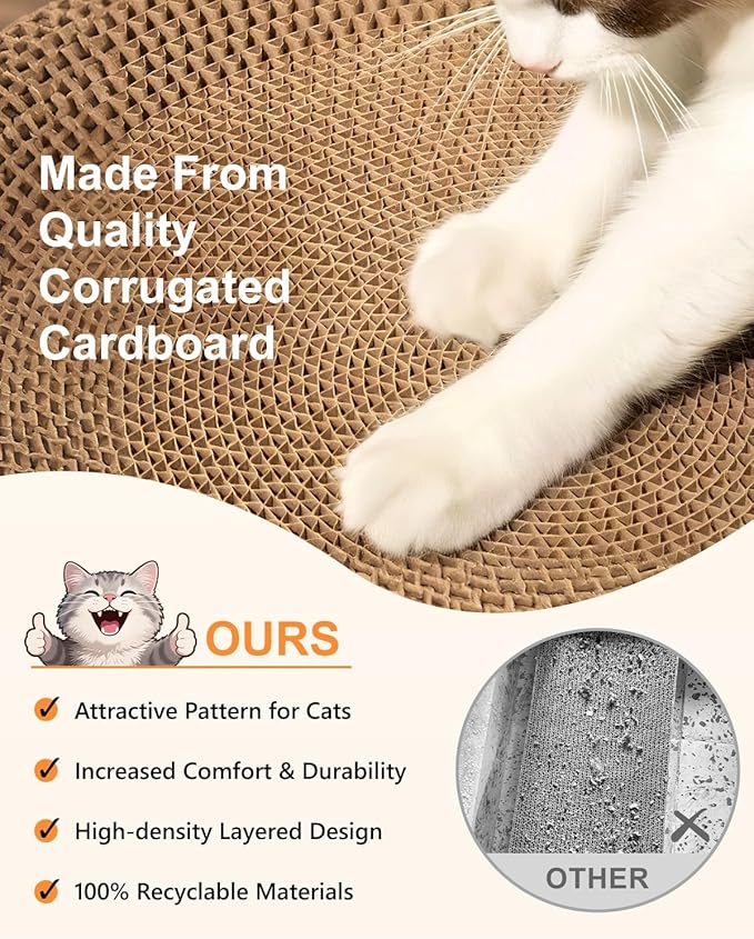 Cat Scratcher, Cardboard Cat Scratchers for Indoor Cats, Large Cat Scratching Board, Round Bowl Cat Scratch Pad Bed (Checkerboard)