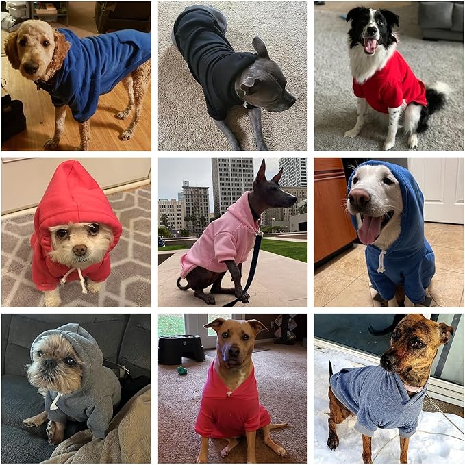 KOOLTAIL Basic Dog Hoodie - Soft and Warm Dog Hoodie Sweater with Leash Hole and Pocket, Dog Winter Coat, Cold Weather Clothes Sweatshirt for Small Medium Large Dogs Puppy Cat Boys Girls Black SM