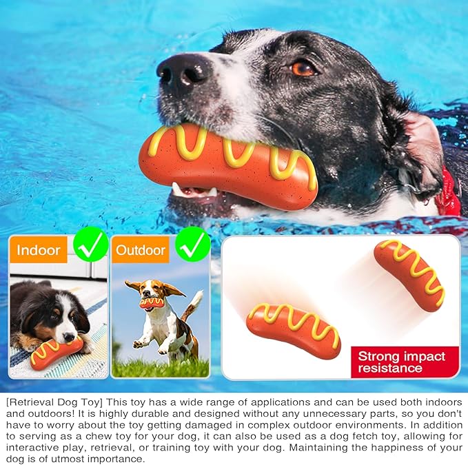 Dog Toys Chewers,Dog Chew Toy for Aggressive Chewers Sausages,Squeaky Dog Toy Interactive (Red Hotdog)