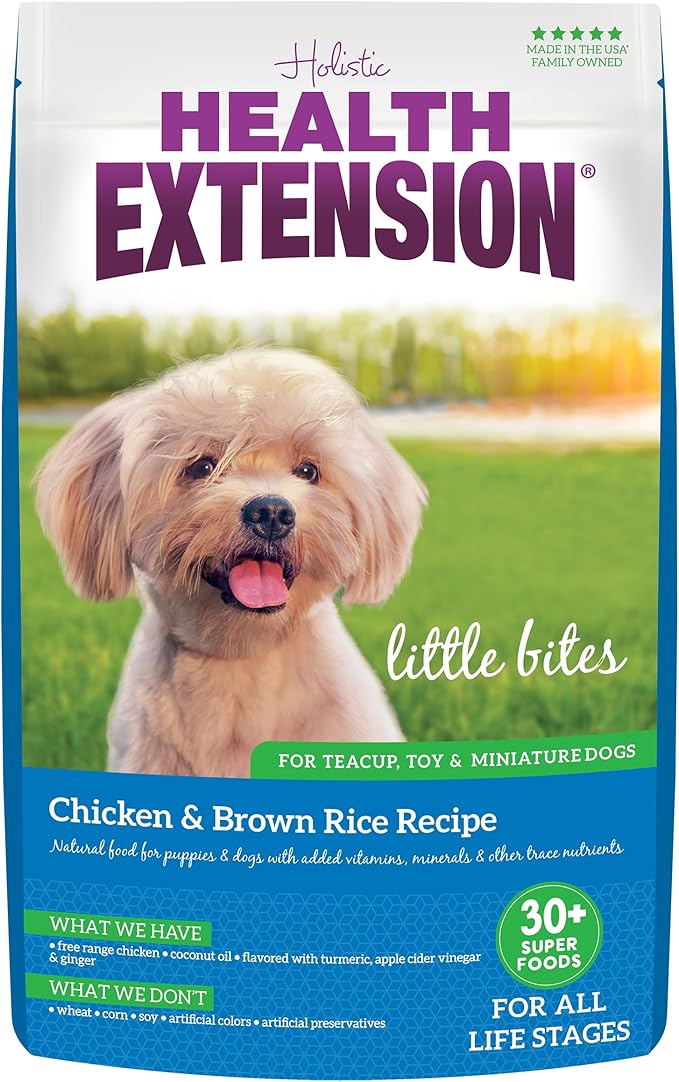 Health Extension Little Bites Dry Dog Food for Small Breeds, Chicken & Brown Rice Recipe, with Probiotics & Superfoods for Digestion & Coat Health, 10 lb Bag (Pack of 1)