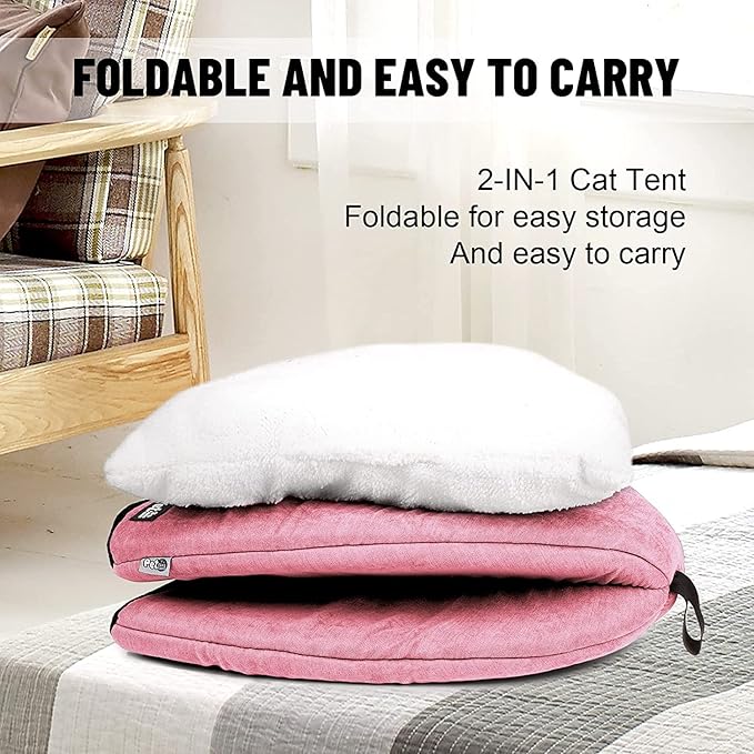 Cat Beds for Indoor Cats -Premium Pet Beds for Cats and Small Dogs, Cat Bed Cave, Comfortable Covered Cat Bed, Cat Tent, Kitten Bed, Small Animal Bed and Cat Hut with Cushioned Pillow (Large, Pink)