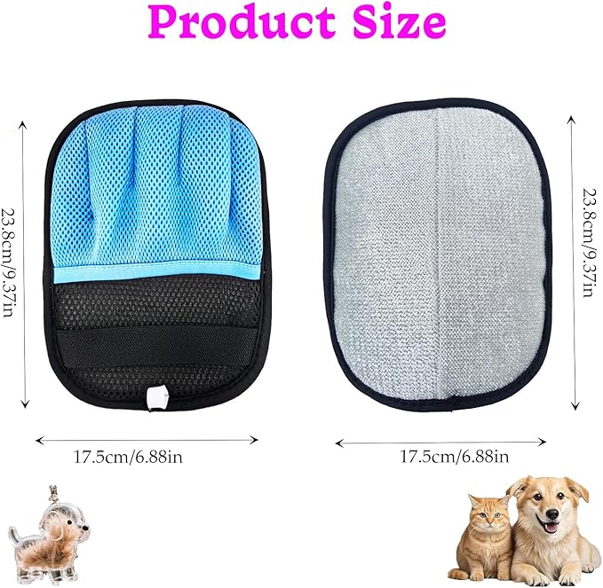 Blue Pet Hair Removal Glove for Dogs & Cats,The Magic Brush Pet Hair Remover,Five-Finger Electrostatic Pet Hair Gloves for Furniture,Car,Couch,Carpet,Essential Pet Supplies
