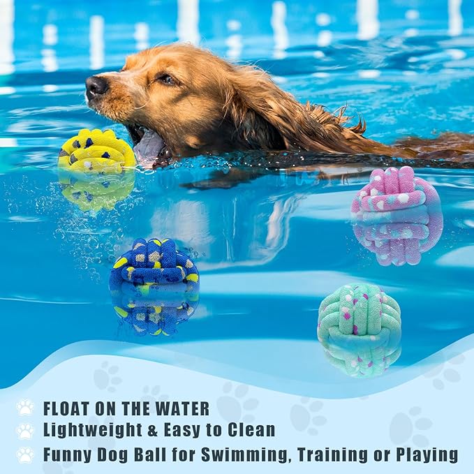 Dog Balls Tennis Ball Toys Dog Toy for Aggressive Chewers Indestructible Teething Chew Toys Water Toy Fetch Ball for Dogs (4 Pack)