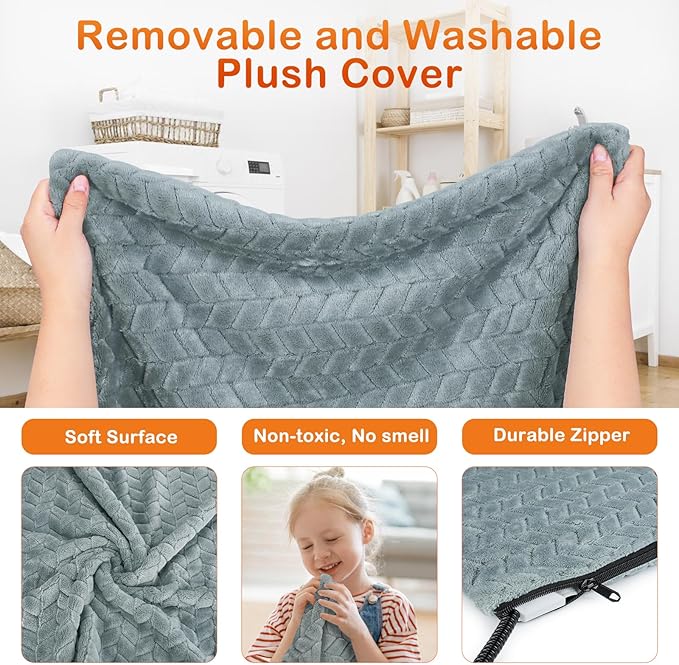 GASUR Heated Dog Bed, Waterproof Electric Dog Cat Heating Pad with Timer, Temperature Adjustable Heatded cat Bed for Winter,Auto Power-Off,Anti-bite Heating Pad for Dogs Cats-35''x24'', Large