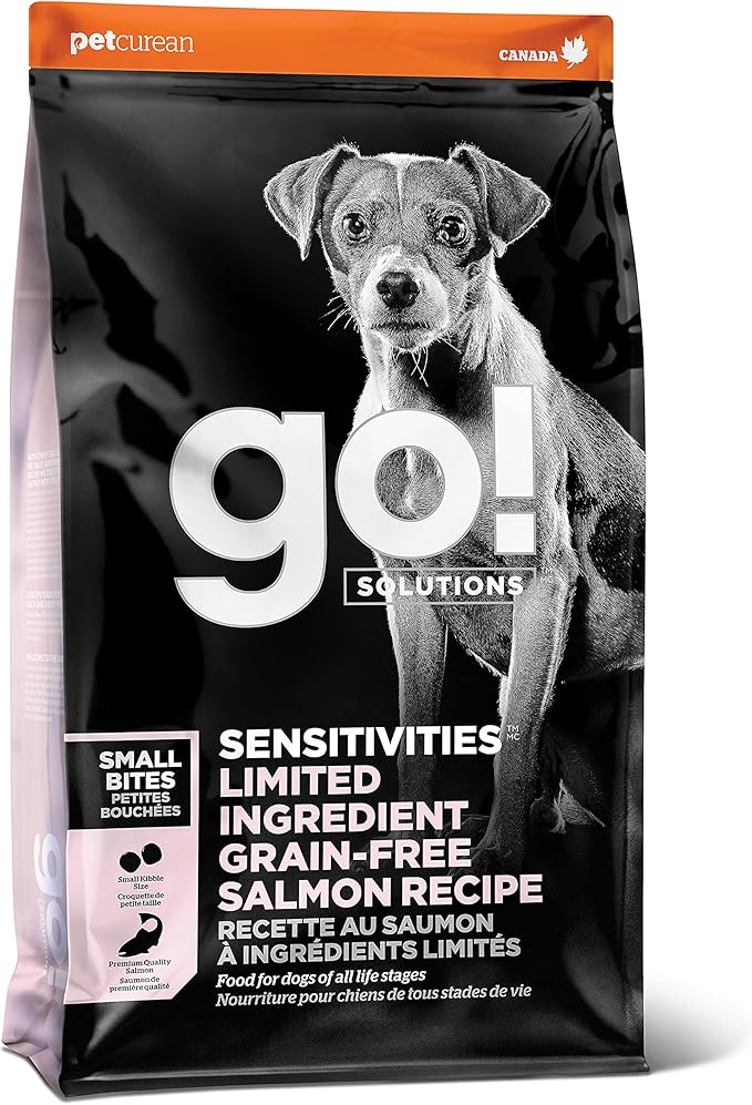 Go! Solutions Sensitivities Limited Ingredients, Grain-Free Dry Dog Food, Small Bites Salmon Recipe for Sensitive Stomach, 6 lb Bag