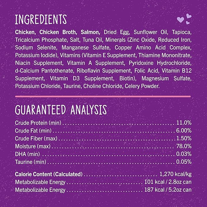 Stella & Chewy's Carnivore Cravings Purrfect Pate Cans – Grain Free, Protein Rich Wet Cat Food – Cage-Free Chicken & Salmon Kitten Recipe – (2.8 Ounce Cans, Case of 24)