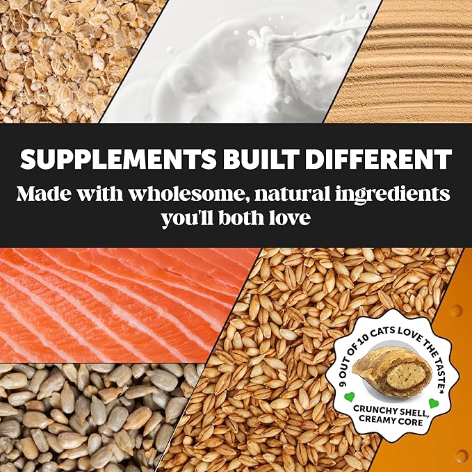 Cat Hairball Support Crunchy & Creamy Chews, Hairball Remedy Cat Treats, Furball Treatment, Supports Skin & Coat, Digestion, Vitamins & Hairball Medicine, Chicken (90-Day Supply)