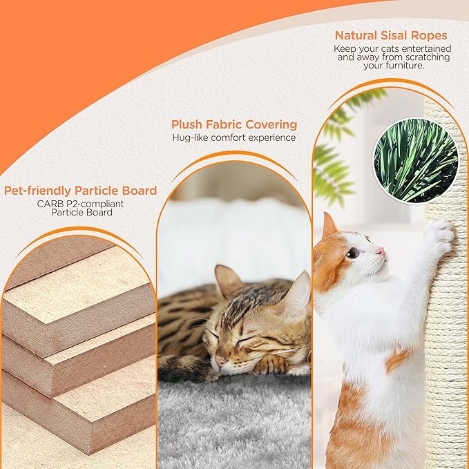 Yaheetech 57in Tall Cat Tree, Multi-Level Cat Tower W/Extended Platform, Padded Perch, Scratching Posts, Ball, for Indoor Large Cat Kitty as Pet Play House Activity Center