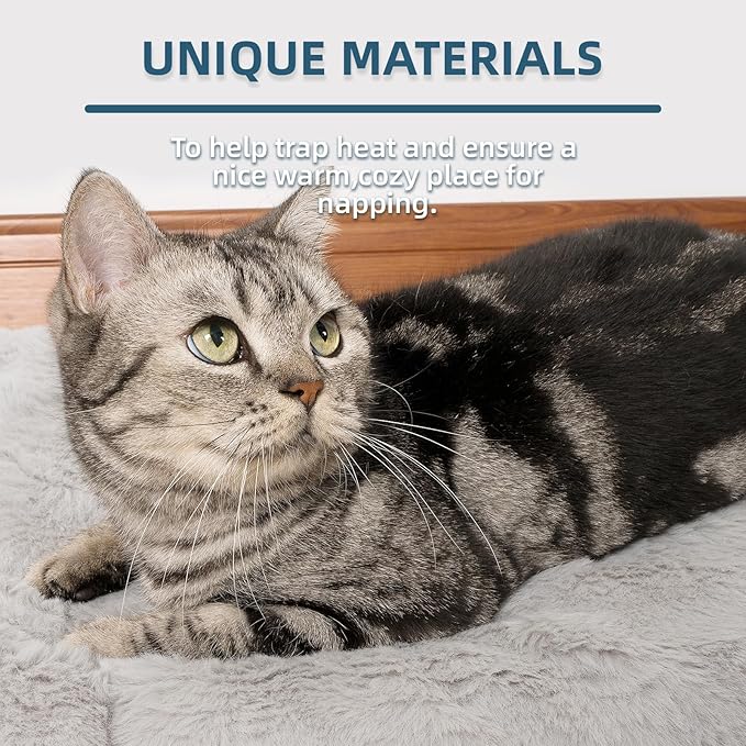 Self Warming Cat Mat Self Heating Cat Bed 24" x 18" Thermal Cat Mat Extra Warm Dog Bed Cat Beds for Indoor and Outdoor Cats Pet Heating Pad for Kittens Small Puppy Pets with Washable Removable Cover