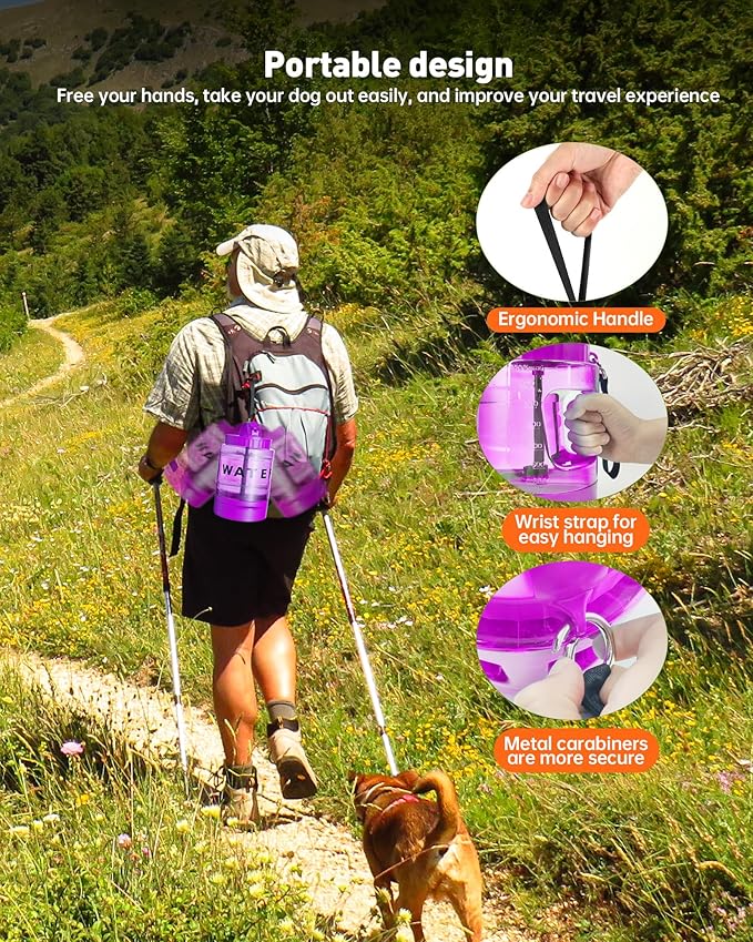 Portable Dog Water Bottle Bowl - 77 oz Travel Water Bowl Dispenser for Dogs Leak Proof, Suitable for Large Pet Drinking, A Must Have for Outdoor, Camping, Walking, Beach, Hunting Other Scenes (Purple)