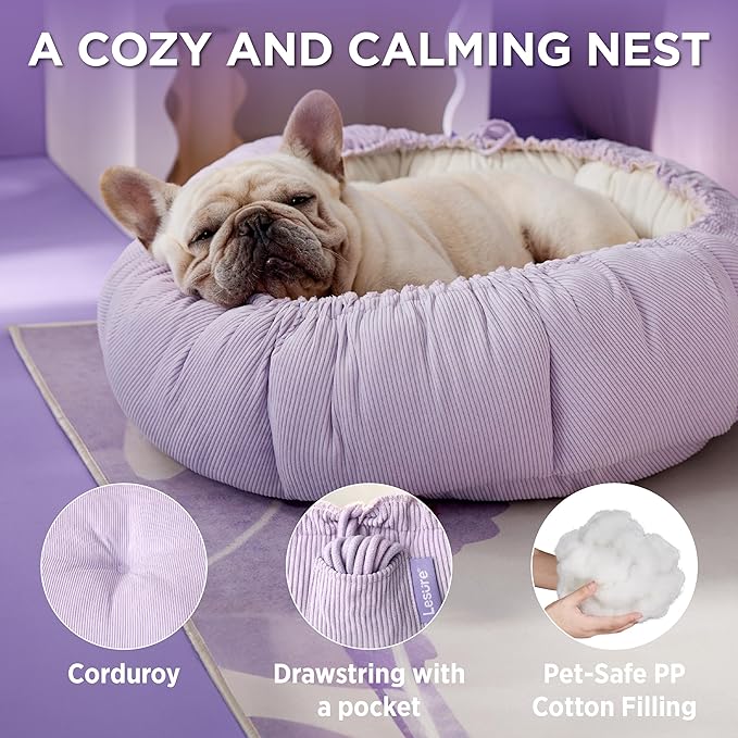 Lesure Cat Beds for Indoor Cats - Washable Cute Cat Beds with Versatile Dual-Use Design, Reversible Donut Pet Bed for Puppy and Kitten, 21x21x7 Inches