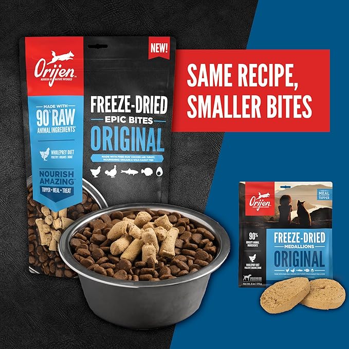ORIJEN Epic Bites Freeze-Dried Dry Dog Food Original Recipe 6oz Bag