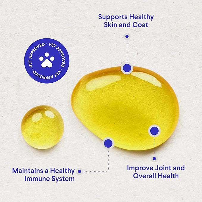 Fish Oil for Dogs - Omega 3 for Dogs from Alaskan Salmon, Cod & Krill Oil - EPA DHA Fatty Acids - Less Shedding & Itching - Skin, Joint, Immune & Heart Health - Liquid Supplement (16 oz)