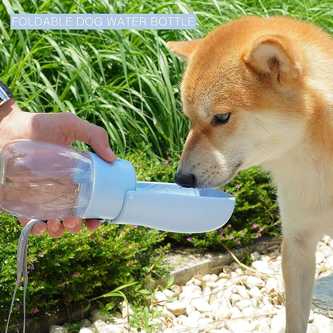 Foldable Pet Water Bottle, Portable Dispenser for Dogs, Cats, Rabbits, Puppies and Small Animals - Dishwasher Safe, Perfect for Walking, Hiking, Travel