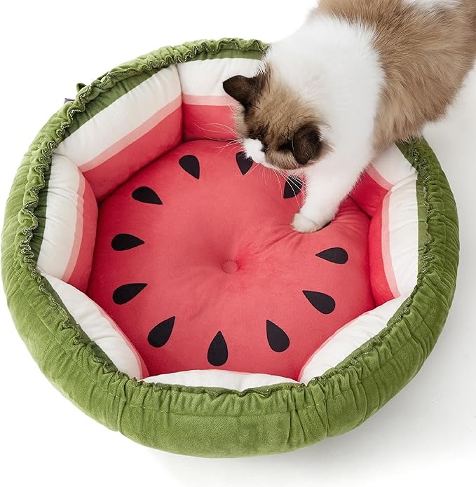 Lesure Cat Beds for Indoor Cats - Washable Cute Cat Beds with Versatile Dual-Use Design, Reversible Donut Pet Bed for Puppy and Kitten, 21x21x7 Inches