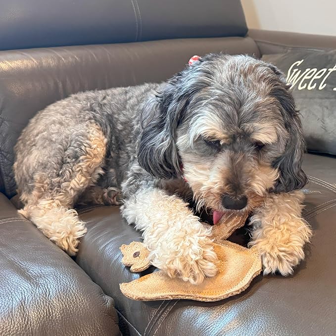 SPOT Dura-Fused Leather Fox Dog Toy – Real Leather & Jute Fabric, Double-Stitched & Durable, Squeaky Interactive Chew Toy for Moderate Chewers, Small & Medium Dogs, Soft Stuffed Fetch Toy, 7.5in