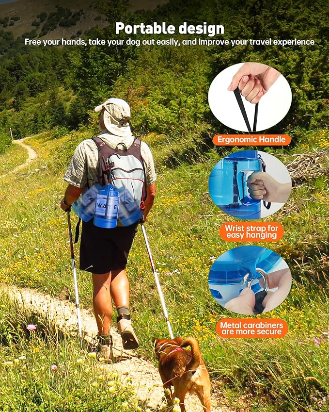 Portable Dog Water Bottle Bowl - 77 oz Travel Water Bowl Dispenser for Dogs Leak Proof, Suitable for Large Pet Drinking, A Must Have for Outdoor, Camping, Walking, Beach, Hunting Other Scenes (Blue)