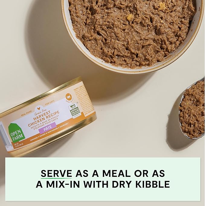 Open Farm Canned Cat Food, Paté for Complete & Balanced Nutrition, Grain-Free and Legume-Free Wet Cat Food, Harvest Chicken Recipe, 2.8oz Cans (Case of 18)