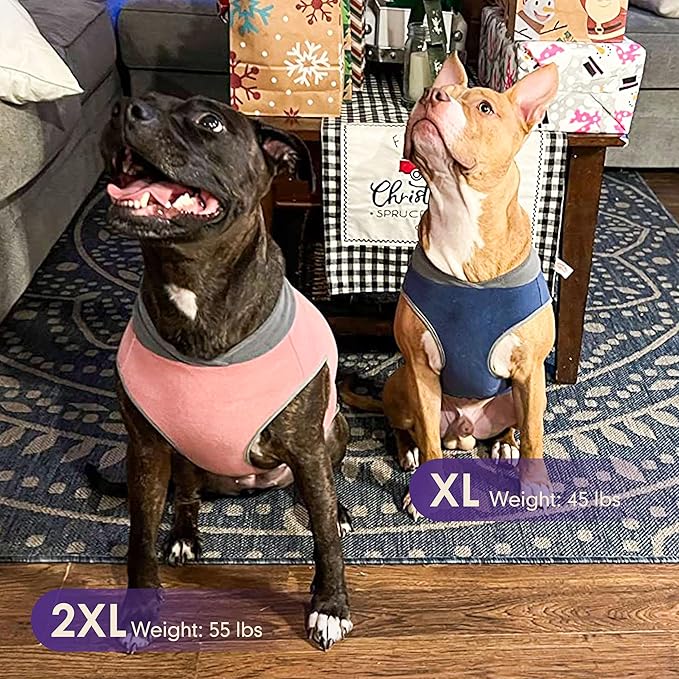 cyeollo 2 Pack Dog Sweater Fleece Vest Pullover Sweatshirt Dog Jacket Reflective Stretchy Lightweight Pet Clothes Cold Weather Coats for Medium Dogs Boy Navy & Grey