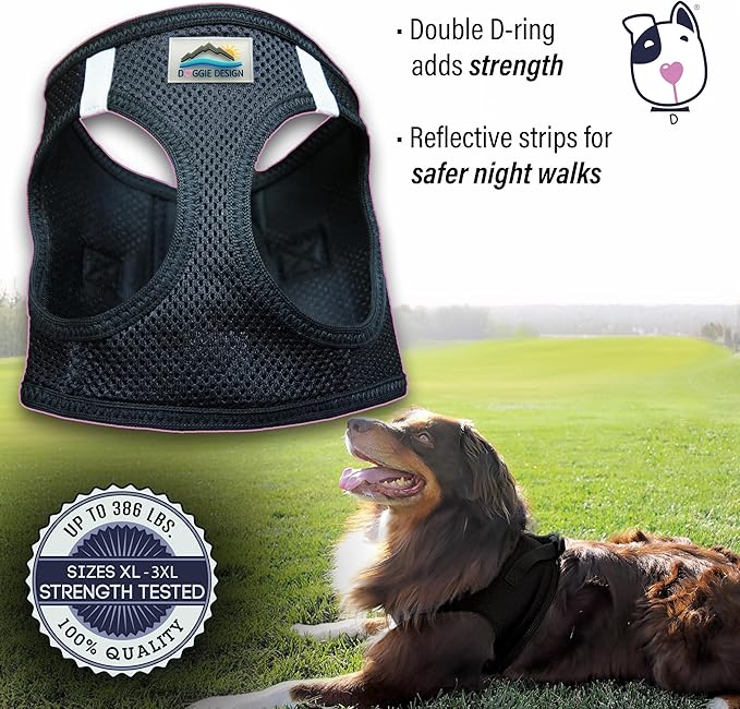 Chest-Pull Dog Harness | Black by Doggie Design