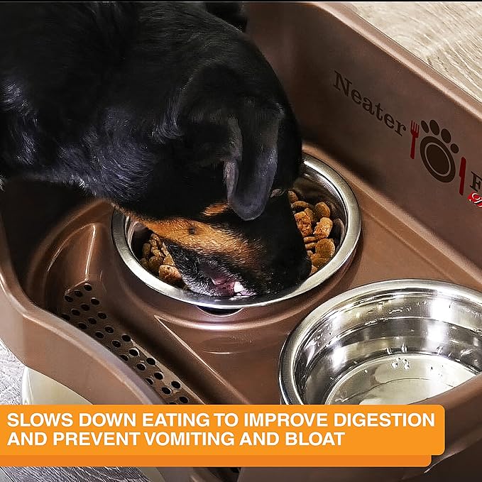 Neater Pet Brands Stainless Steel Slow Feed Dog Bowl for Fast Eating Medium Breed, Metal Slow Feeder Dog Bowl Fits in Medium Neater Feeder Deluxe, for Puppy or Dogs (19-40 lbs), 1 Cup Food Capacity