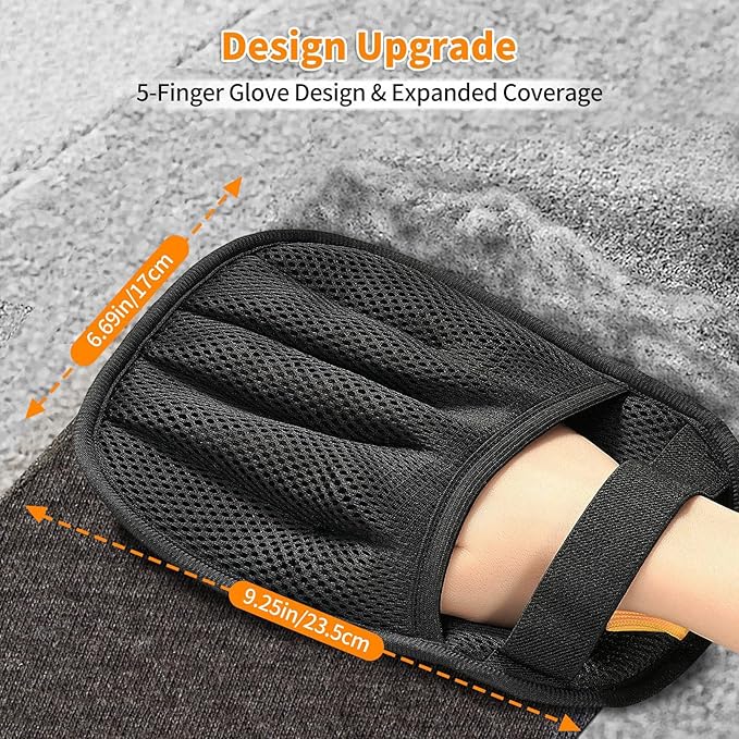 Pet Hair Removal Glove for Cats & Dogs, Upgraded Five-Finger Electrostatic Pet Hair Gloves, Laundry, Couch, Carpet, Car Seat for Reusable Magic Brush Pet Hair Remover Tool
