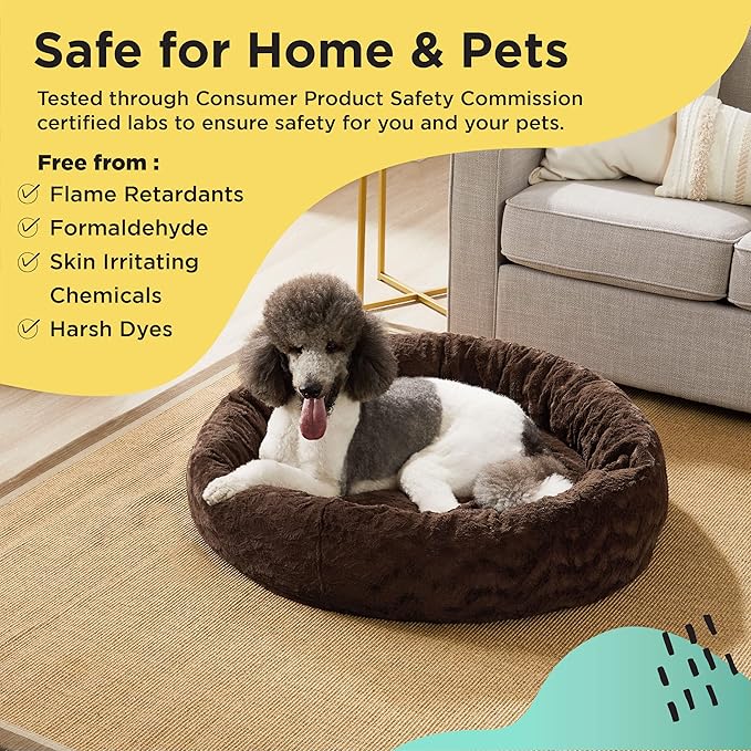 Best Friends by Sheri Bundle Set The Original Calming Lux Donut Cuddler Cat and Dog Bed + Pet Throw Blanket Dark Chocolate Medium 30" x 30"