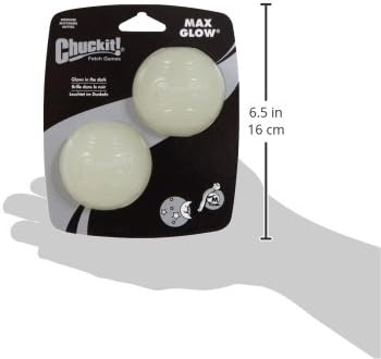 Chuckit! Glow in the Dark Bouncy Balls - Ball for Dogs, Chuckit Dog Toy, Max Glow Balls - Medium, 2.5 Inch Pack of 2