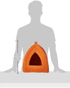 Cat House - Indoor Cat Bed with Removable Foam Cushion - Pet Tent for Kittens, Rabbits, Guinea Pigs, and Other Small Animals by PETMAKER (Brown)