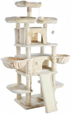 SHA CERLIN 68 Inches Multi-Level Large Cat Tree for Large Kitties/Big Cat Tower with Condo/Cozy Plush ‌Pussycat Perches/Sisal Scratching Posts and Hammocks/Activity Center/Beige