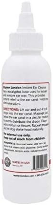 Warren London Ear Cleaner for Dogs & Cats 4 oz | Instant Aloe & Eucalyptus Ear Wash Solution – Cleans, Deodorizes, Soothes Itchy Ears, Prevents Wax & Odor | Puppy & Kitten Safe | Made in USA | 4oz