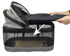 ROODO Fashion 3-in-1 Dog Cat Stroller with Detachable Carrier&Car Seat Combo Best Lightweight Folding Portable All-Terrain Travel Pet Gear Puppy Doggie Kitty Stroller for up to 30 lbs(Grey Lattice)