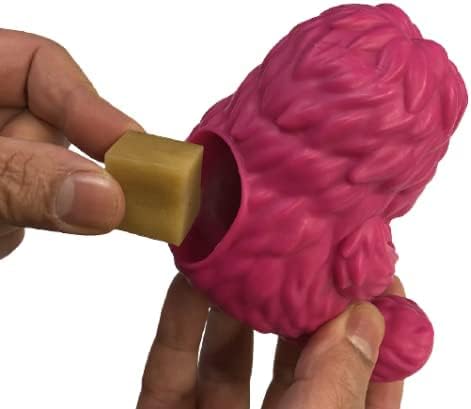 Yeti Puff and Play Dog Toy, Dog Chew Holder, Fun Stimulating Chew Toy for Teething, Behavior Training for Light to Moderate Chewers (Pink - Yeti)