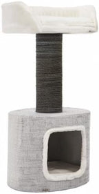 TRIXIE Fonda Cat Scratching Post 39 Inch - Cat Scratcher with Soft Fabric Covering Base and Durable Sisal Rope - for Large Cats with Condo Base and Platform - in Gray