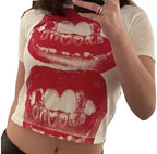 Baby Tees Y2k Shirt 90s Outfit Woman 2000s Fashion Graphic Tees Y2k Cute Shirts Vintage Clothes