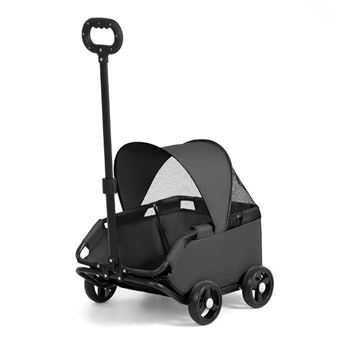 Dog Stroller 4 Wheels Folding Dog Cart with Sunshine Cover Pet Stroller for Travelling Shopping Walking Playing for Small Dogs Cats