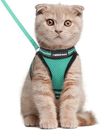 rabbitgoo Cat Harness and Leash Set for Walking Escape Proof, Adjustable Soft Kittens Vest with Reflective Strip for Cats, Comfortable Outdoor Vest,Green,L