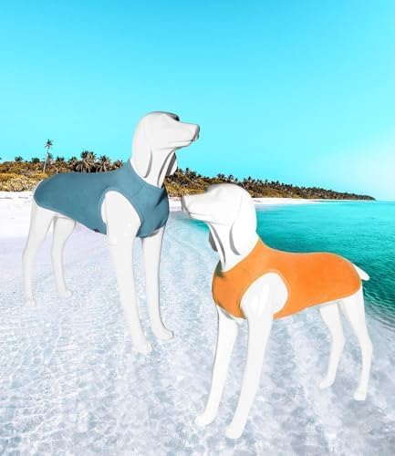 2 Pack Dog Shirts, Quick Dry Lightweight Dog T-Shirts Sleeveless Vest, Breathable Pet Clothes Tank Top for Large Medium Dogs, Mint Blue+Orange Yellow (M)