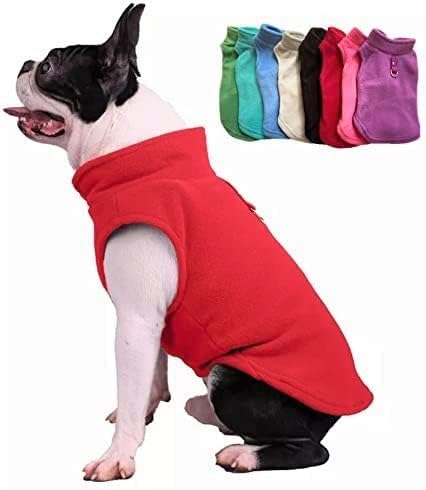 JACKO & CO - Fleece Vest Sweater with Leash Ring - Soft Lightweight Breathable for Puppies Small Medium Dogs, Kitten, Cats, Chihuahua - Warm for Fall/Autumn/Winter (Red, Large 10-16lbs)
