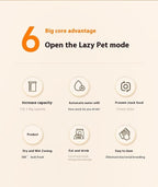 2-in-1 Automatic Pet Food and Water Dispenser, Cat Feeding Station with Storage Container, White and Orange