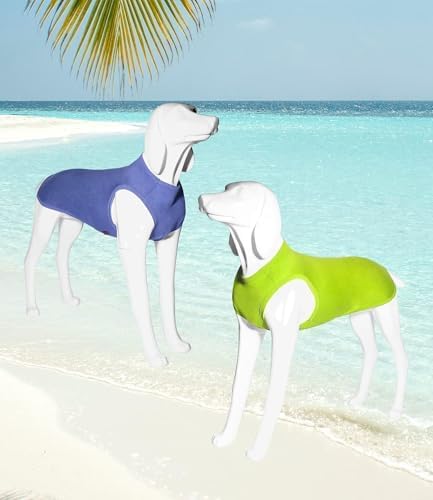2 Pack Dog Shirts, Quick Dry Breathable Dog Clothes Pet Sleeveless Vest, Summer Stretchy Tank Top T-Shirts for Large Dogs, Deep Blue+Dark Green (M)