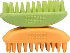 Dog Cat Pet Grooming Brush - Silicone Massage Brush for Deshedding and Bathing, Anti-Slip Rubber Shampoo Brush for Long & Short Hair Dogs and Cats (Orange)